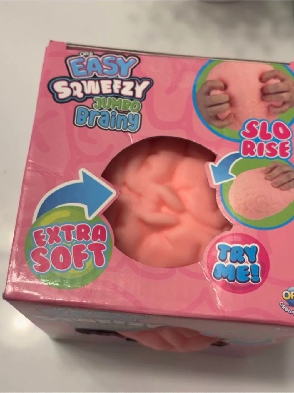 ORB Easy Squeezy Jumbo Brainy Pink Stress Toy